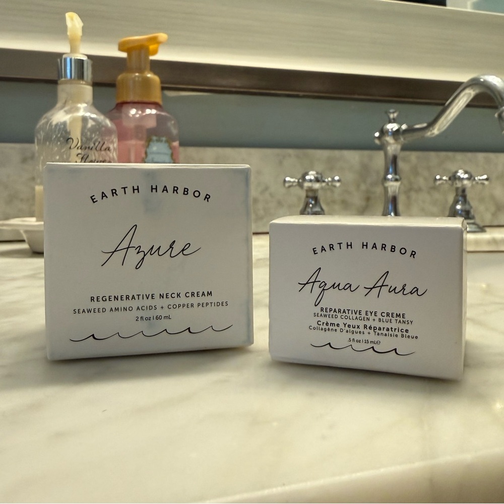 Earth Harbor Azure Regenerative Neck Cream and Aqua Aura Reparative Eye Cream